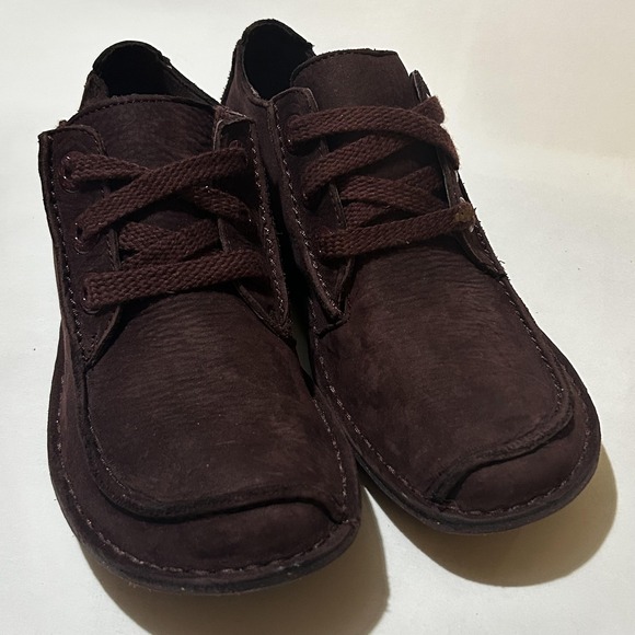 Clarks Unstructured Funny Dream Shoes Womens Size 8 Aubergine Leather Lace Up - Picture 1 of 8